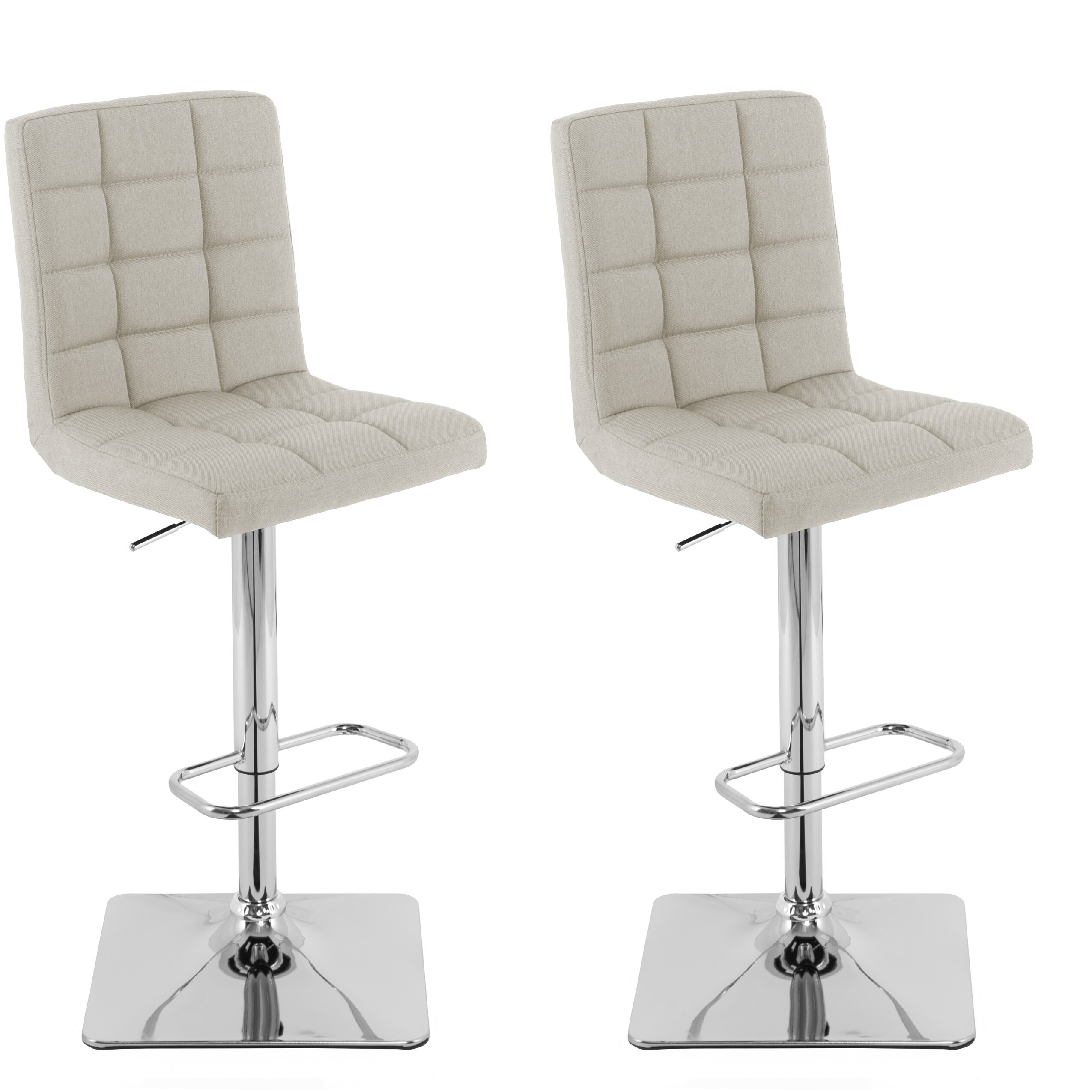 Heavy Duty Gas Lift Adjustable Barstool in Tufted Fabric， set of 2