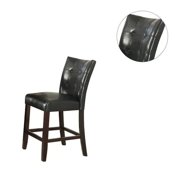 Leather Upholstered High Back Dining Chair w/ Wood Frame,Black, 2 Pcs