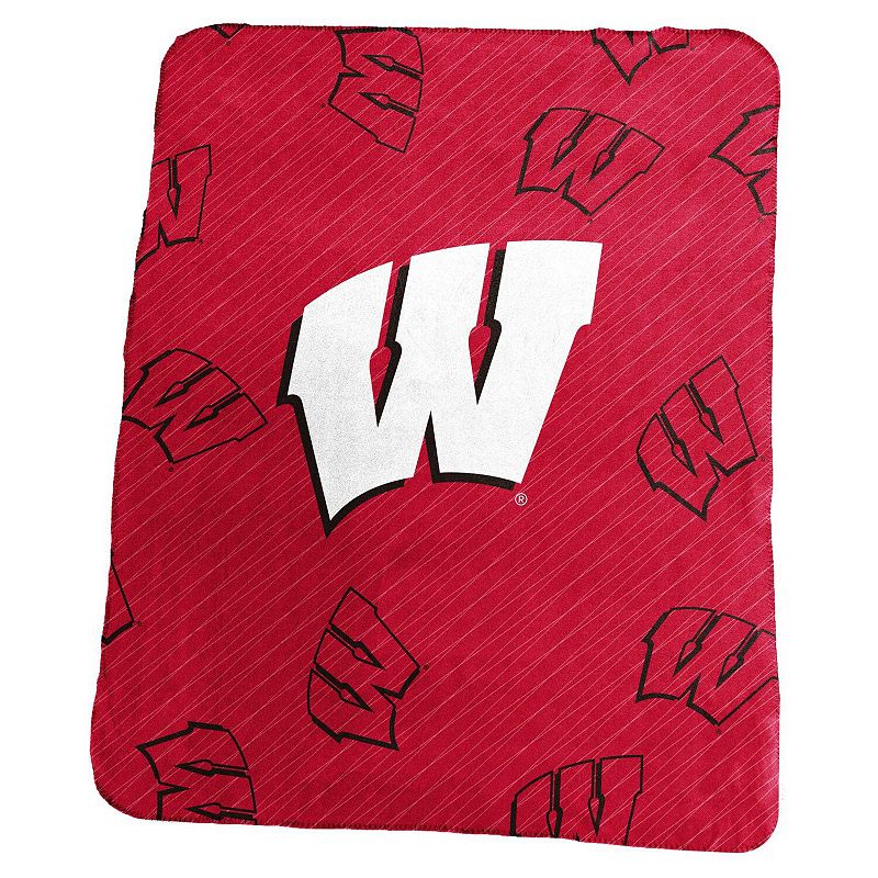 Wisconsin Badgers 50 x 60 Repeating Logo Classic Plush Throw Blanket