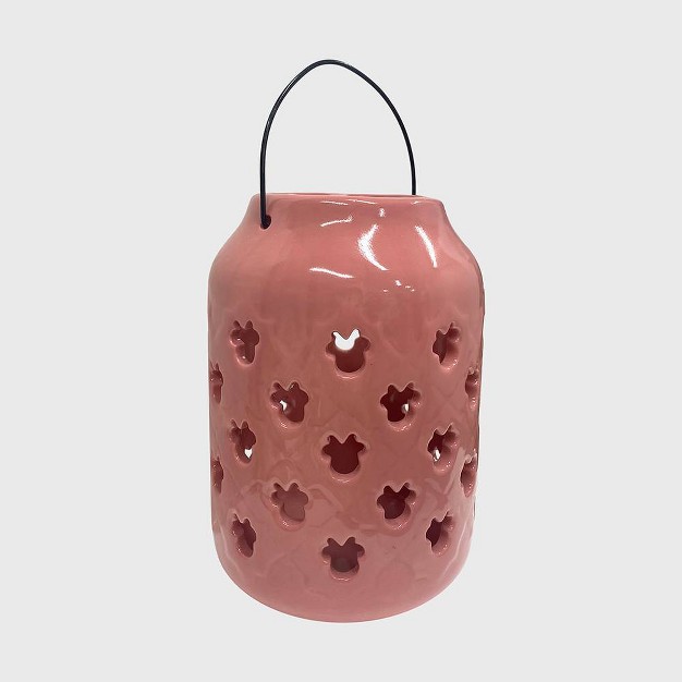 Ceramic Minnie Mouse Candle Lantern Pink black