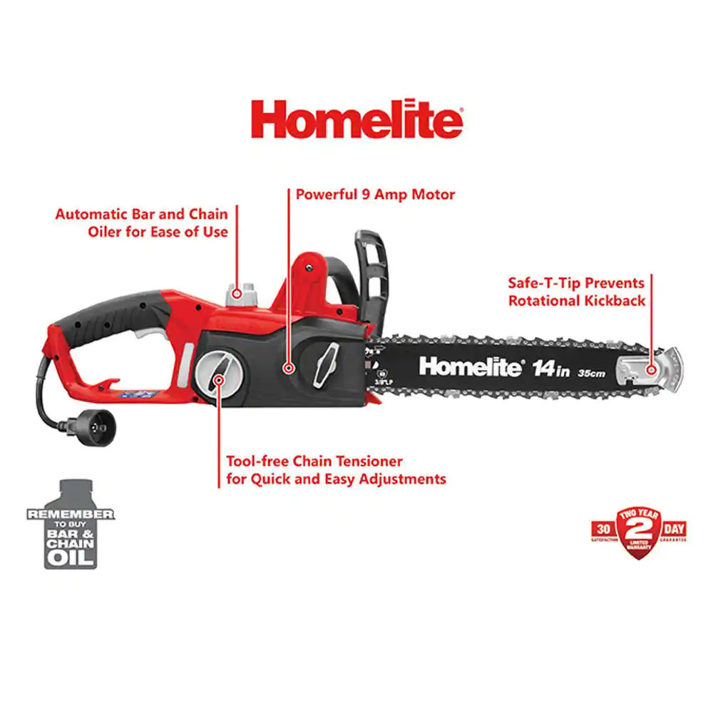 Homelite UT43104 14 in. 9 Amp Electric Chainsaw