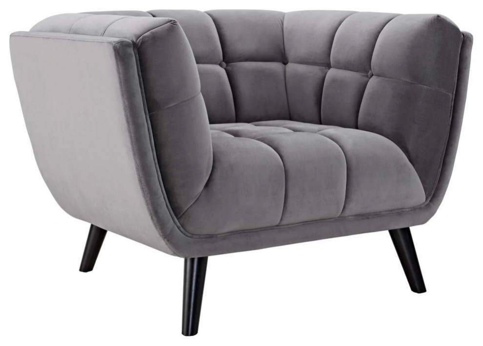 Stella Gray 2 Piece Performance Velvet Loveseat and Armchair Set   Midcentury   Living Room Furniture Sets   by V.S.D Furniture  Houzz