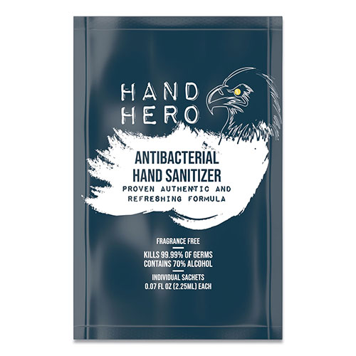 Hand Hero Antibacterial Hand Sanitizer Sachet | 0.07 oz， 50