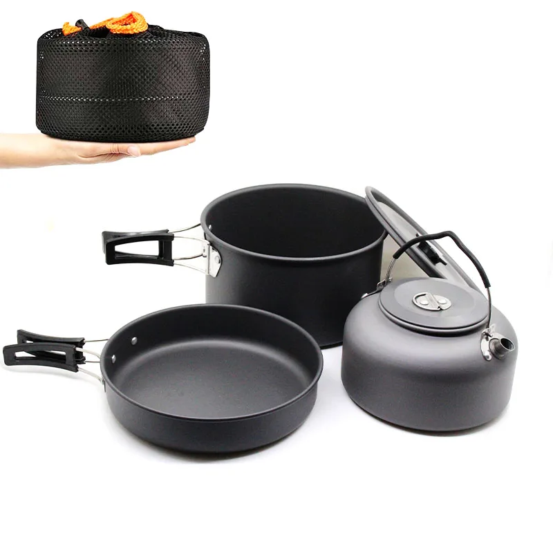 High Quality Aluminium Survival Cooking Gear Lightweight Cookware Outdoor Camping Cookware Set