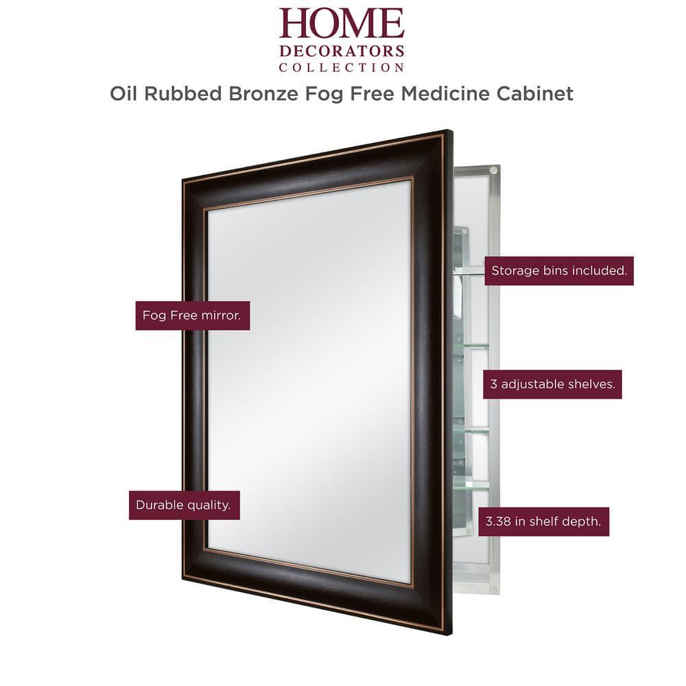 Home Decorators Collection 24 in x 30 in Fog Free Recessed or Surface Mount Medicine Cabinet in Oil Rubbed Bronze with Mirror