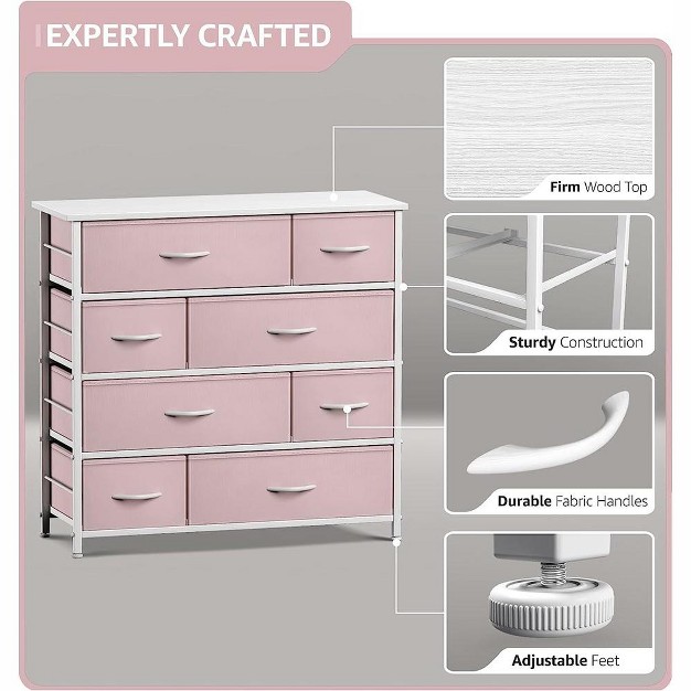 Sorbus Dresser With 8 Drawers Storage Chest Organizer With Steel Frame Wood Top Handles Fabric Bins