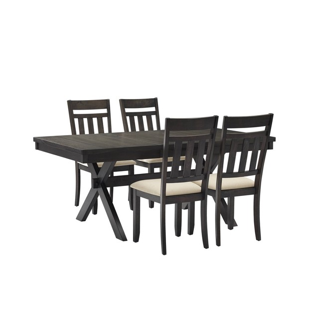 Hayden 5pc Extendable Dining Set With 4 Slat Back Chairs Slate Crosley