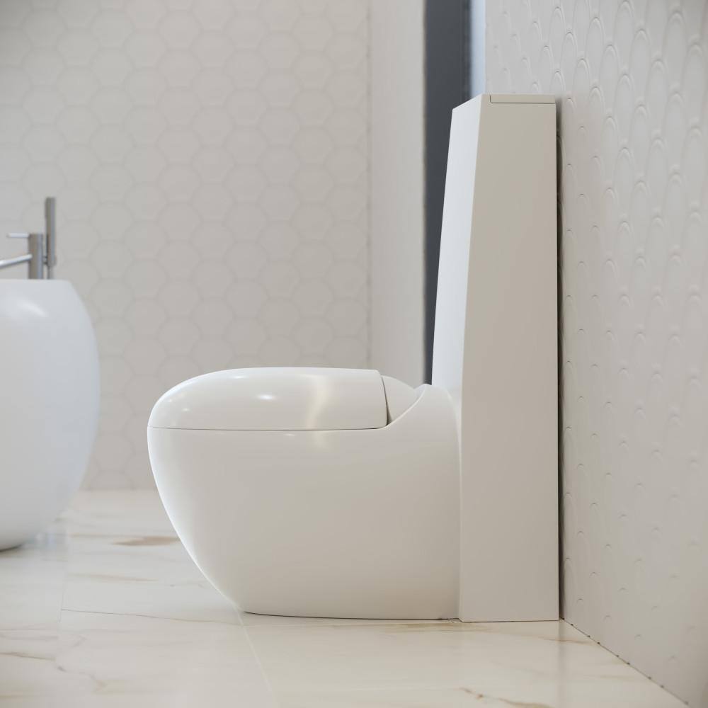 Swiss Madison Plaisir 1-piece 1.11.6 GPF Dual Flush Elongated Egg Toilet in Glossy White Seat Included SM-1T660