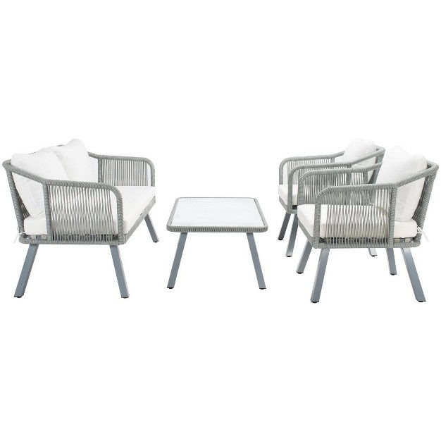 Torsla 4 Piece Rope Patio Outdoor Living Set Safavieh