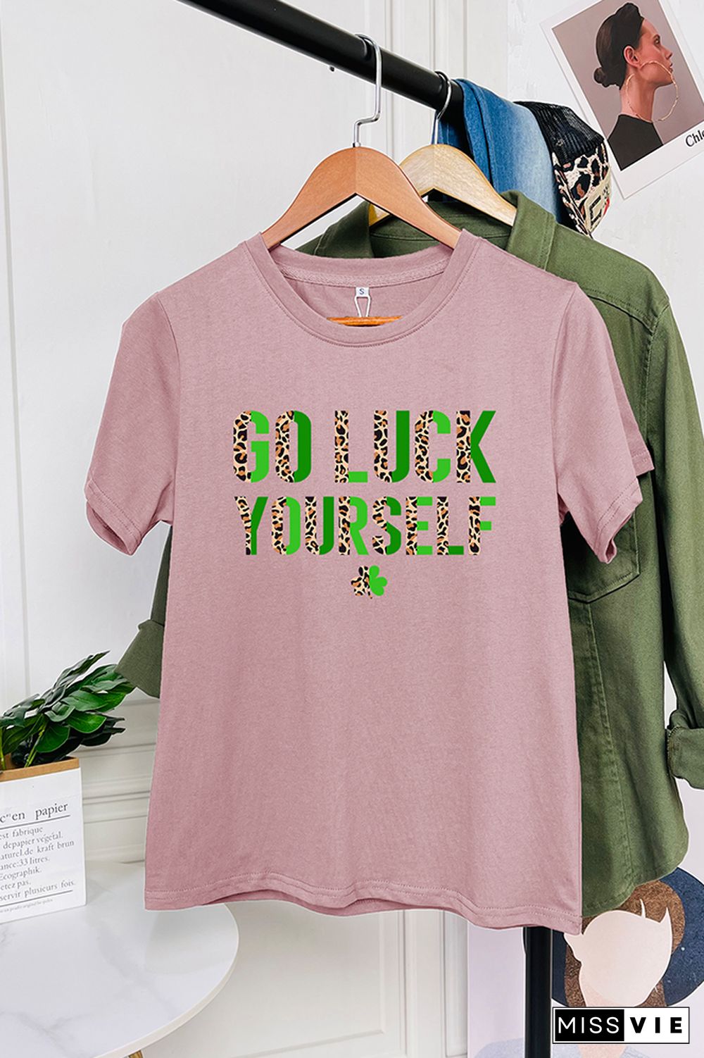 Go Luck Yourself Print Short Sleeve Graphic Tee Wholesale