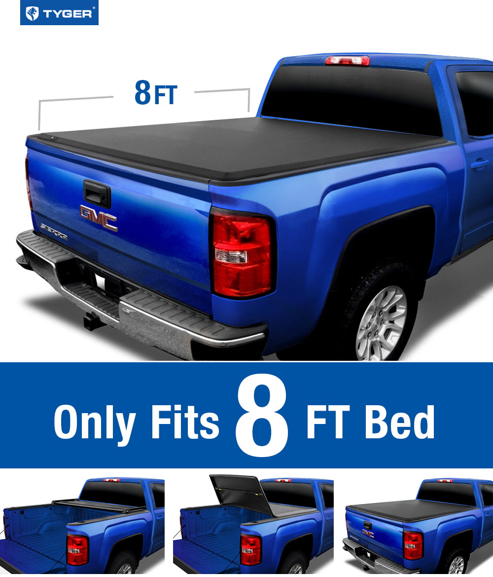 Tyger Auto T3 Soft Tri-fold Truck Bed Tonneau Cover Compatible with 1988-2006 Chevy Silverado / GMC Sierra 1500 2500 HD 3500 HD; 2007 Classic | Fleetside 8' Bed | TG-BC3C1010 | Vinyl