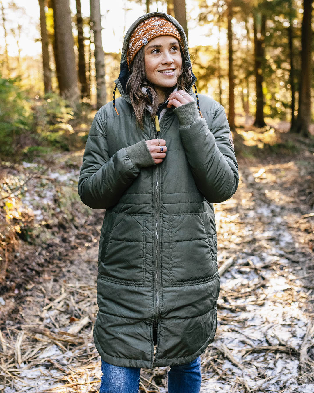 Flora Long Recycled Insulated Jacket - Dusty Olive