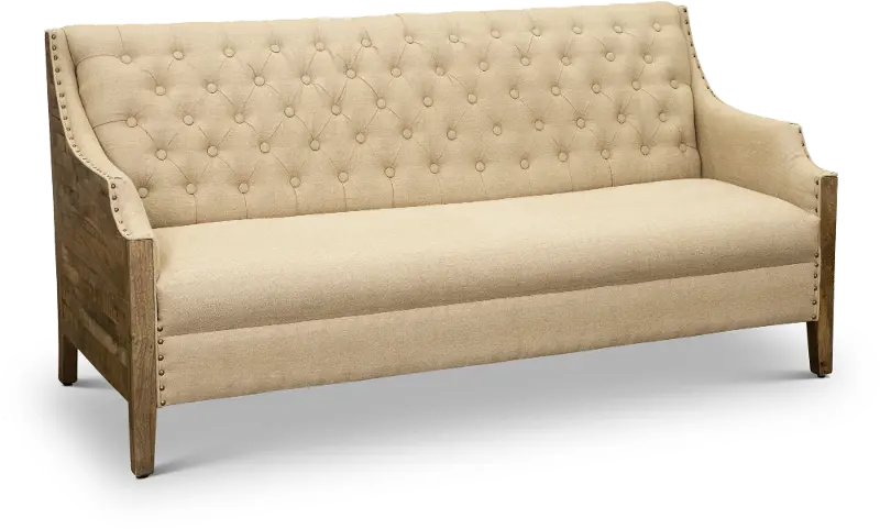 Sullinger Beige Settee with Exposed Wood Sides