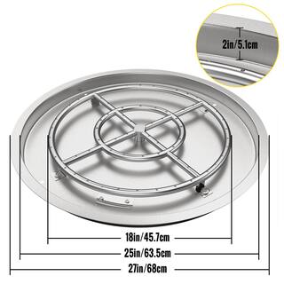 VEVOR Round Fire Pit Burner 25 in. Drop in Fire Pit Pan 150 K BTU Stainless Steel Gas Fire Pan for Keeping Warm with Family YXSKHPQRS25INEEPIV0