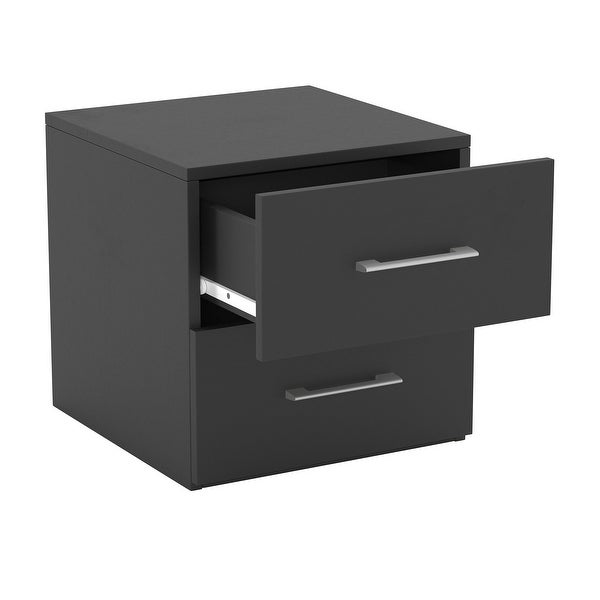 Lundy Low Profile Nightstand with USB， Black， byLiving Essentials