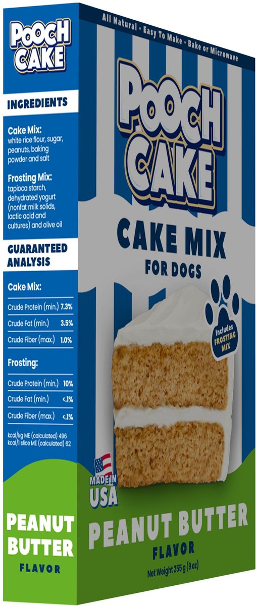 Pooch Cake Wheat-Free Peanut Butter Cake Mix and Frosting Dog Treat， 9-oz box