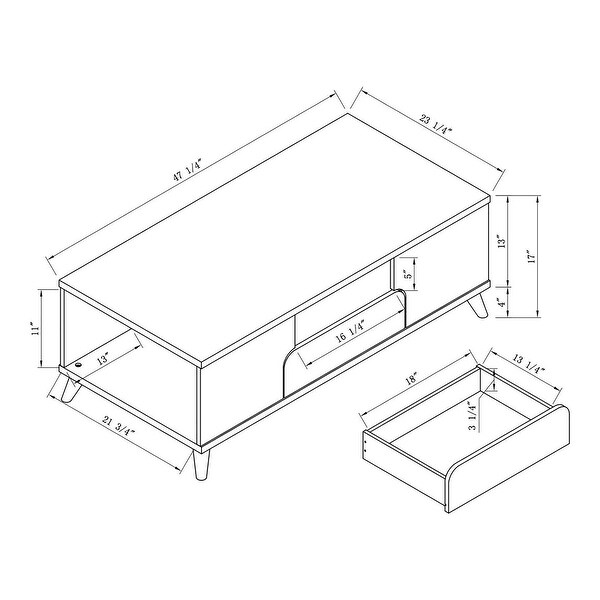 Furniture of America Mankx Mid-Century White 47-inch 3-shelf Coffee Table