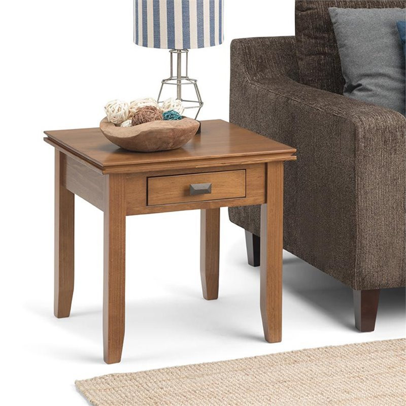 Pemberly Row 21 quotSquare Transitional Wood End Side Table in Brown   Transitional   Side Tables And End Tables   by Homesquare  Houzz