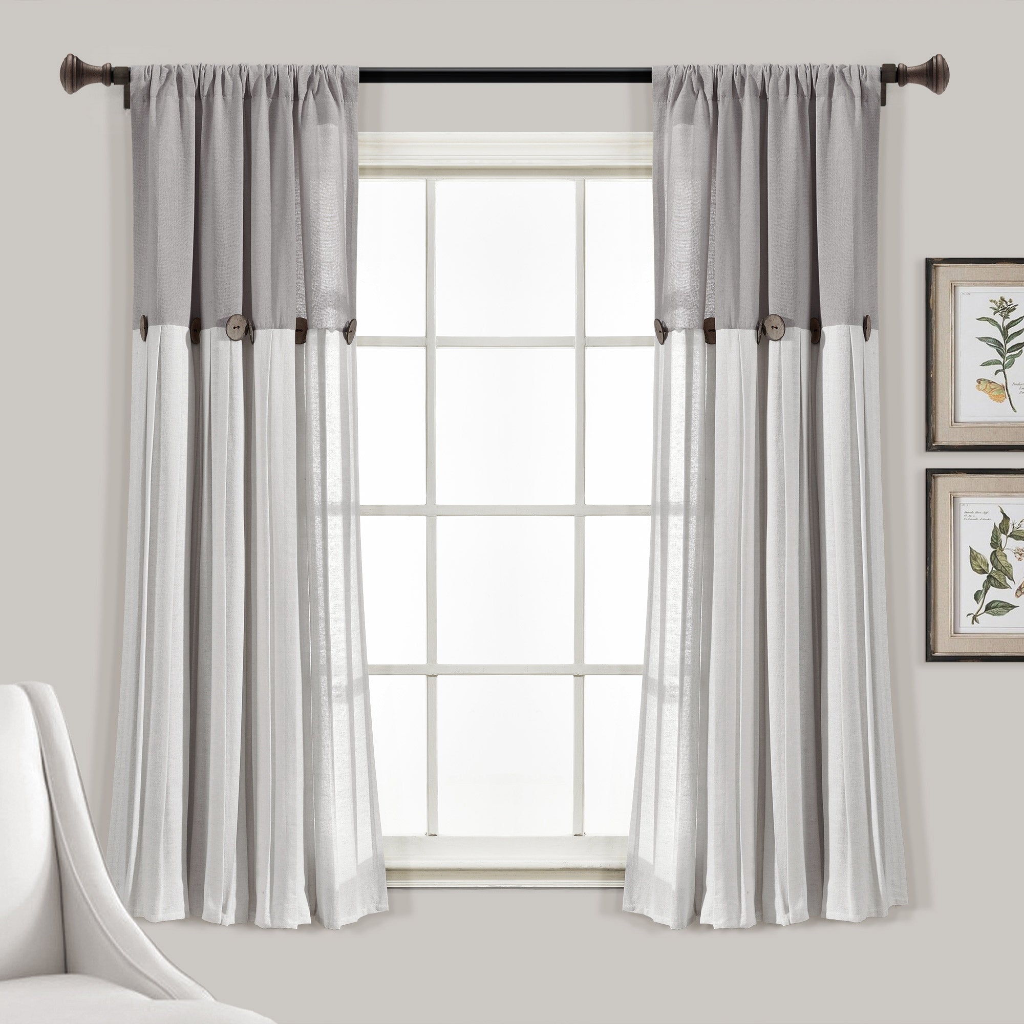 Linen Button Window Curtain Panel