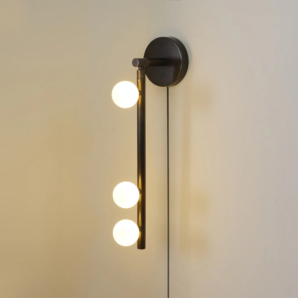 Brass Glass Tube Plug-in Wall Lamp