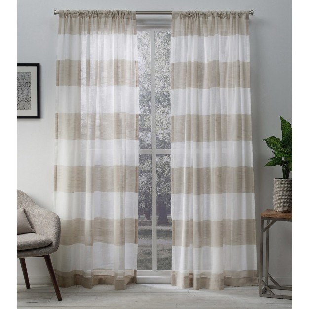 Set Of 2 Darma Rod Pocket Light Filtering Window Curtain Panels Exclusive Home