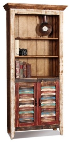 La Boca Shutter Door Bookcase   Beach Style   Bookcases   by Crafters and Weavers  Houzz