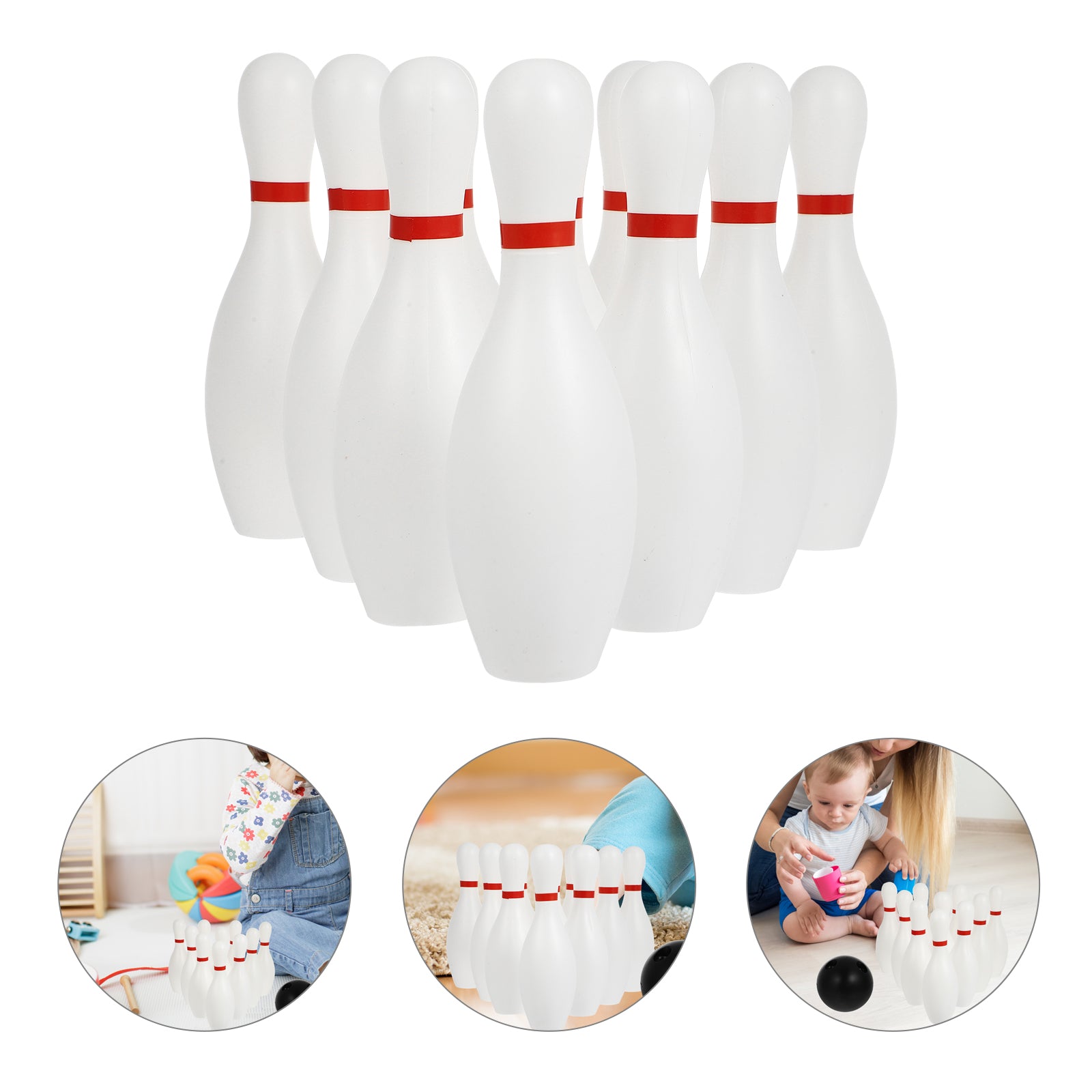 1 Set Toddler Kids Bowling Game Set Outdoor Indoor Sports Interaction Leisure Toys Children Funny Grass Floor Play Toys (White)