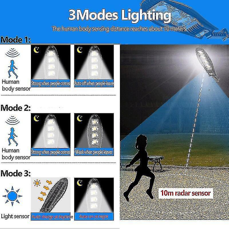 5000w Upgraded 8000mah Solar Street Light Outdoor Waterproof Led For Garden Wall Adjustable Angle Solar Lamp With Modes Remote