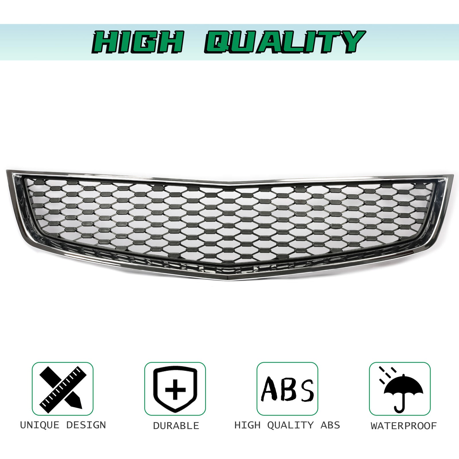 Kojem Front Lower Grille Chrome Shell Black Insert Assembly for 2010-2015 Chevrolet Chevy Equinox  Replaces 25798747 GM1200621