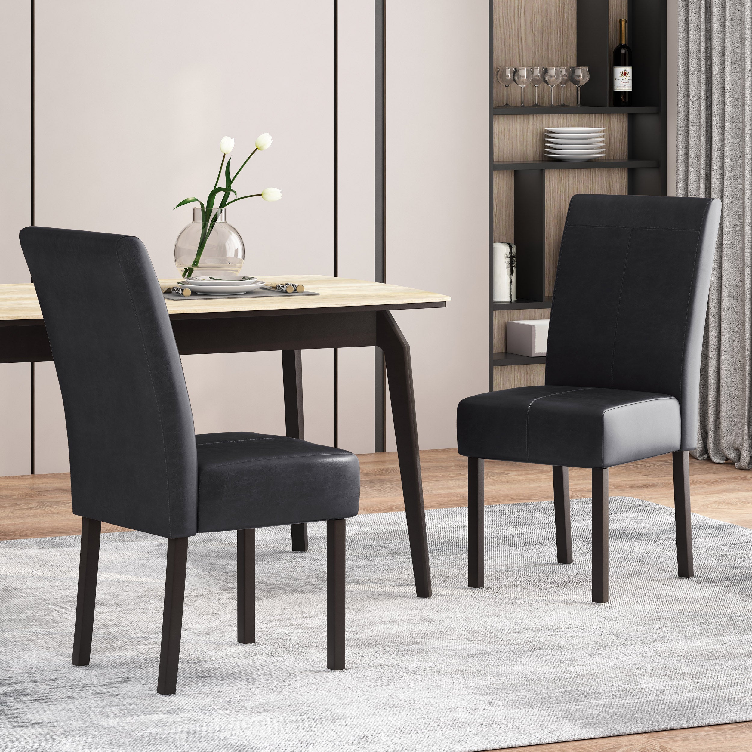 Percival Contemporary Upholstered T-Stitch Dining Chairs, Set of 2