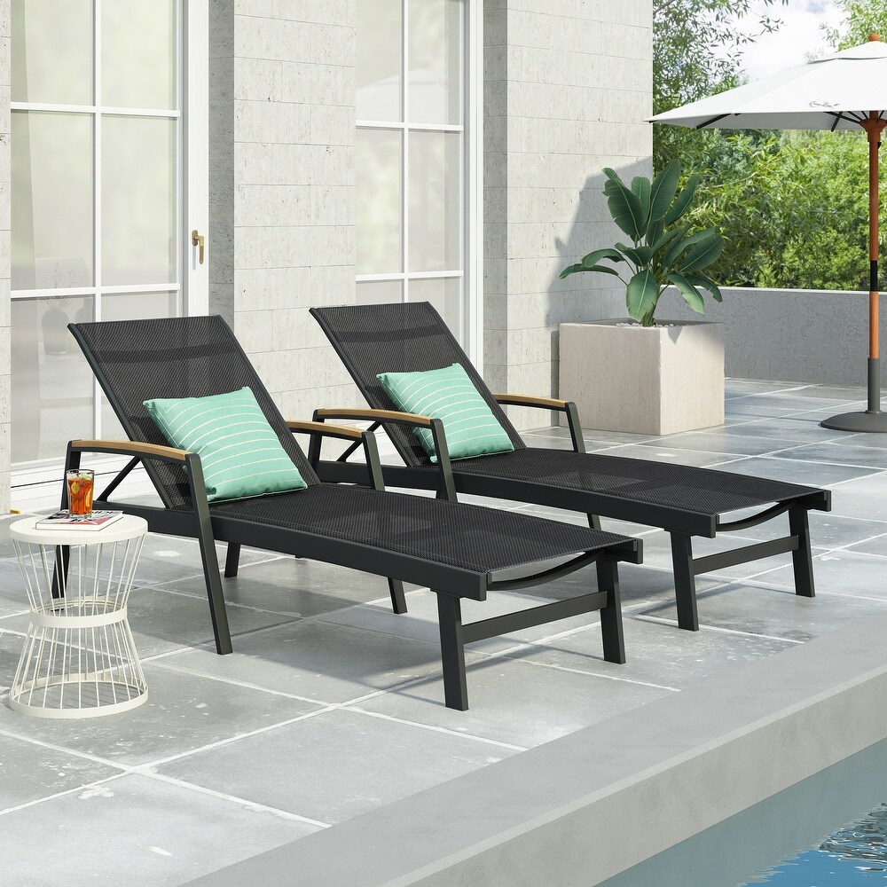 Oxton Outdoor Aluminum Chaise Lounge (Set of 2) by Christopher Knight Home