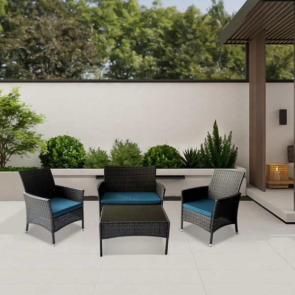 4 Piece Outdoor Patio Conversation Furniture