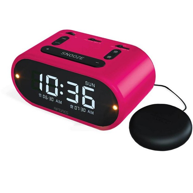 Riptunes 3 in 1 Vibrating Alarm Clock With Bed Shaker Pink