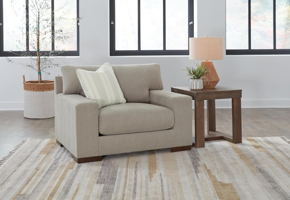 Accent Chair  Wood Legs With Cushioned Polyester Back  ampSquare Arms  Light Brown   Modern   Armchairs And Accent Chairs   by Decor Love  Houzz