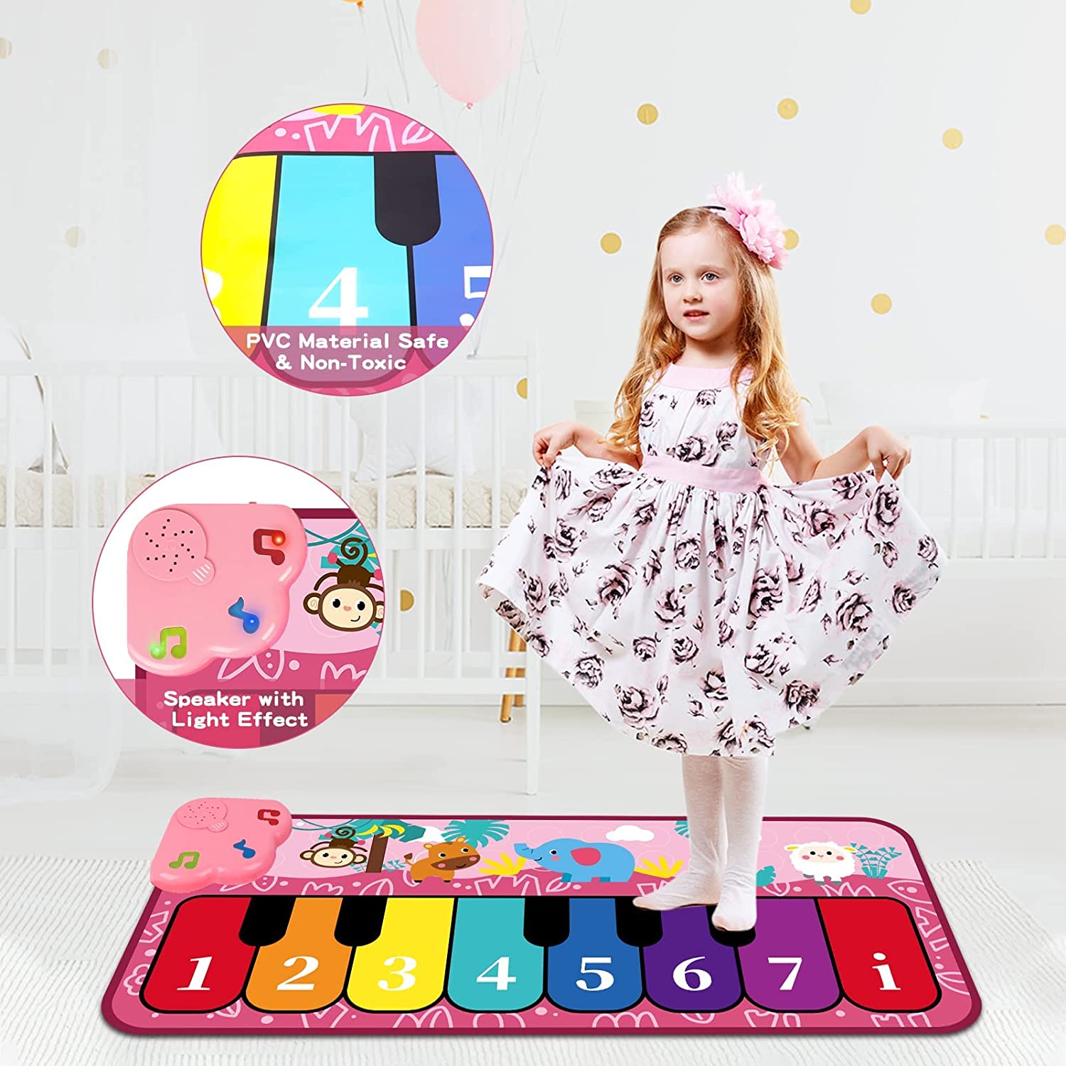 Zmoon Piano Mat for Kids Musical Piano Keyboard Mat Early Educational Music Toys Gift for Toddlers Girls Boys Aged 1 2 3 4