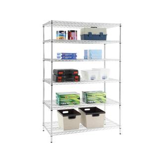 HDX 6-Tier Commercial Grade Heavy Duty Steel Wire Shelving Unit in Chrome (48 in. W x 72 in. H x 24 in. D) HD32448RCPS