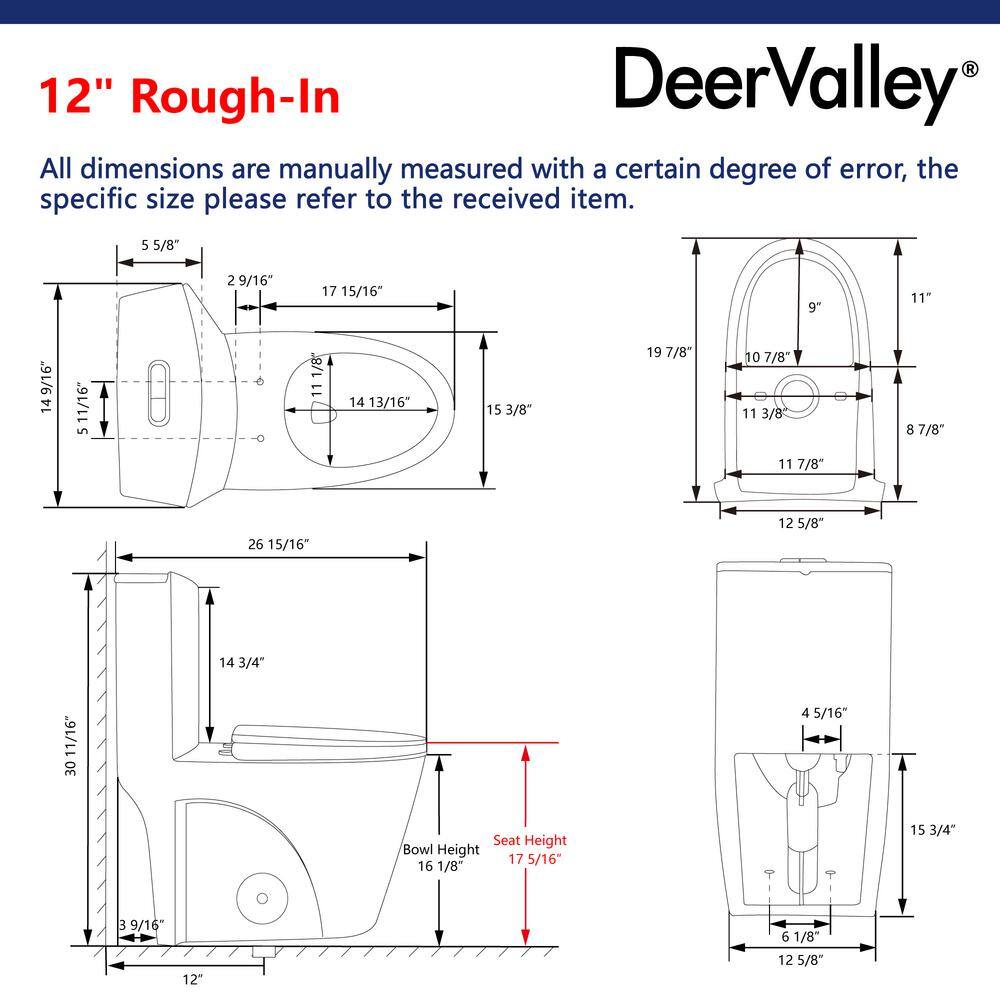 DEERVALLEY DeerValley Ace 1-piece 1.11.6 GPF Dual Flush Elongated Toilet in Glossy White Seat Included DV-1F52102