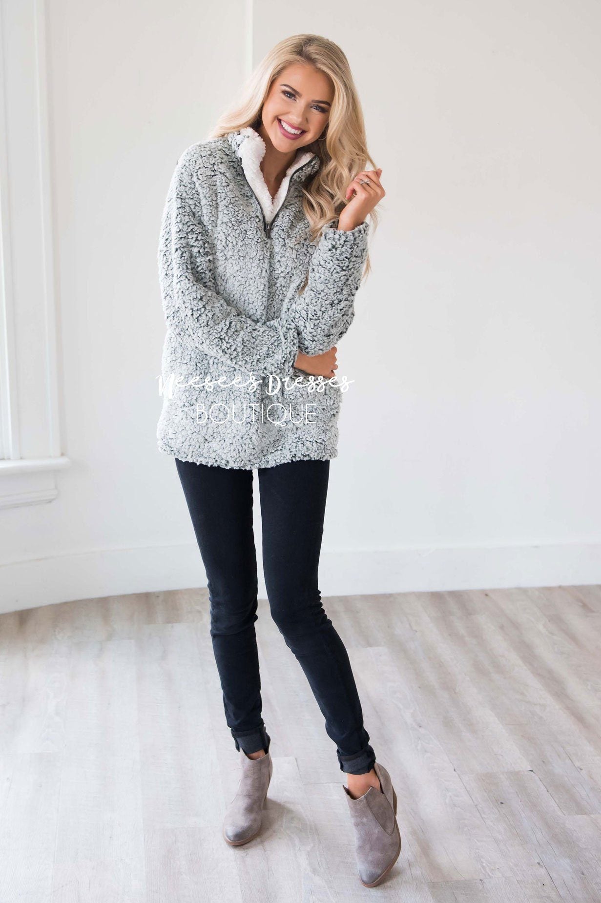 Sherpa Fleece Front Zip Sweater