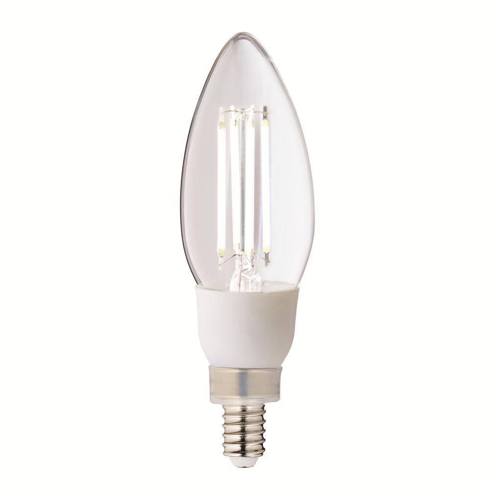 EcoSmart 60-Watt Equivalent B11 E12 Candelabra CEC Cage Filament Dusk to Dawn LED Vintage Edison Light Bulb Daylight (3-Pack) B11C5LNE12950Z