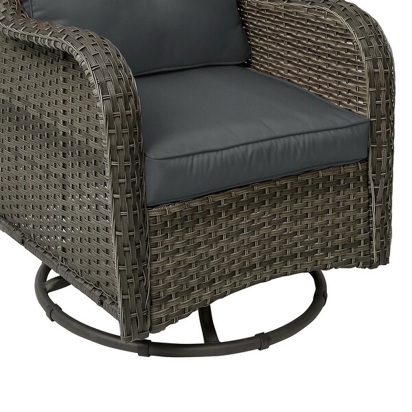 3 Pieces Patio Furniture Rocking Set with Rattan Side Table