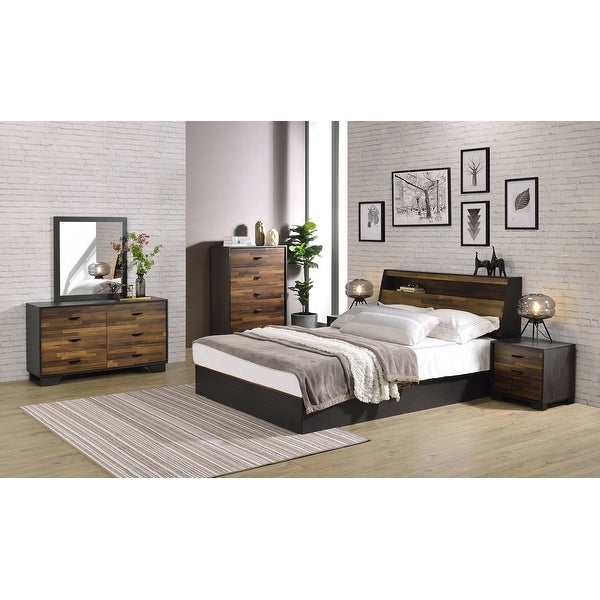 ACME Eloy Nightstand with 3 Drawers in Walnut and Espresso - - 21895280