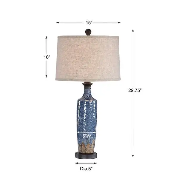 Copper Grove Bajze Blue Textured Ceramic Table Lamp with Distressing