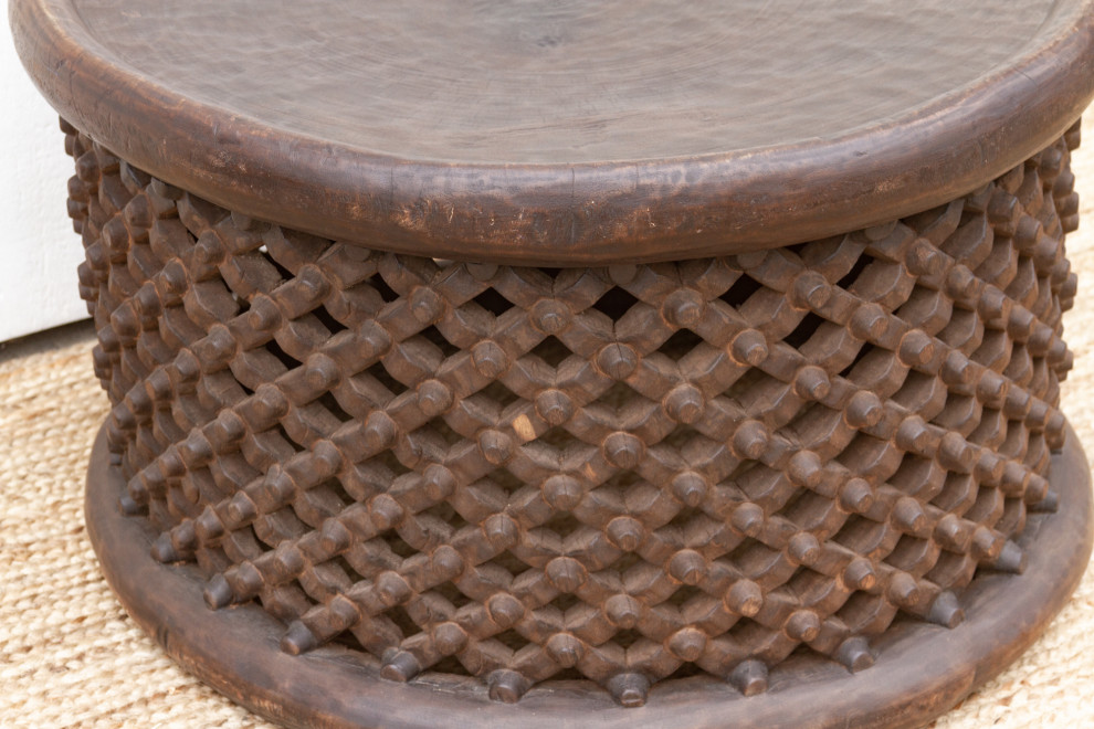 Deep Brown Round Bamileke Coffee Table   Mediterranean   Coffee Tables   by De cor  Houzz