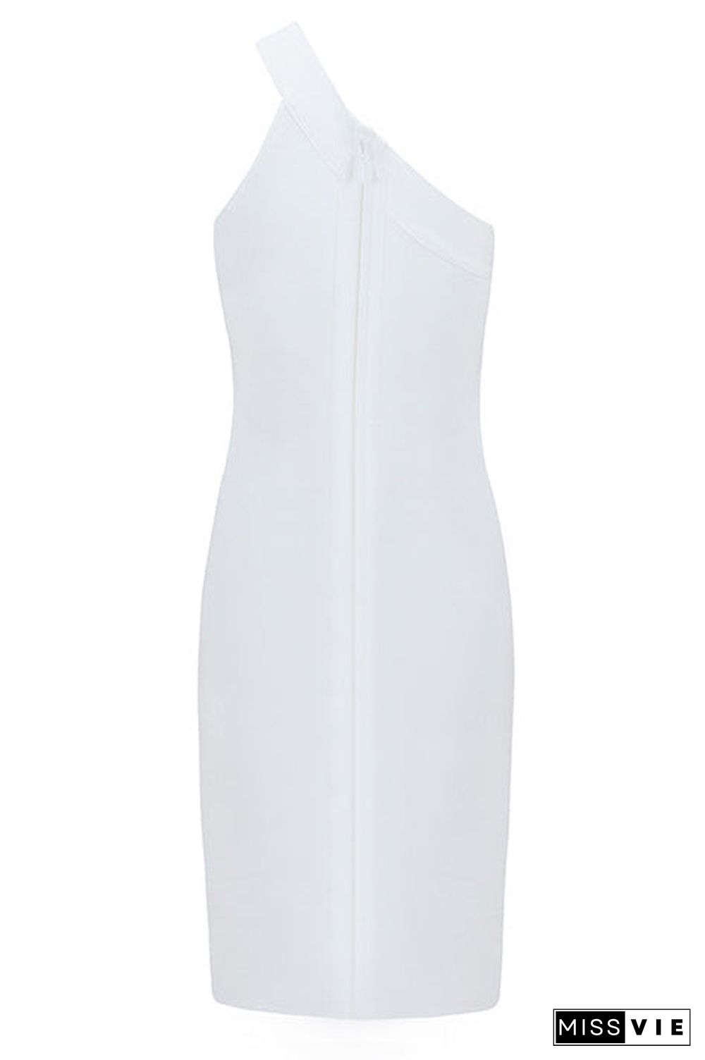 White One Shoulder Cut Out Cocktail Dress