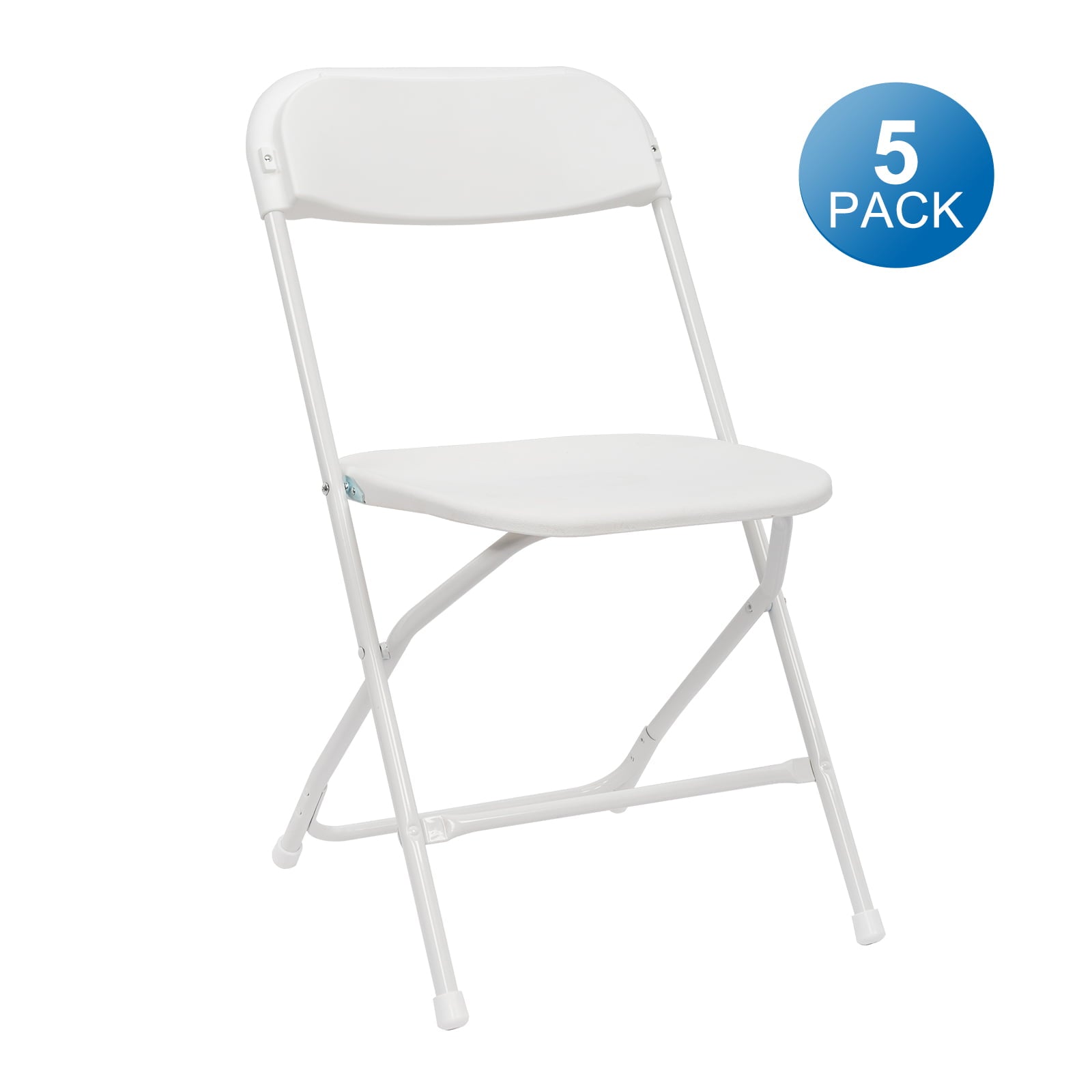 5 Pack Plastic Folding Chairs 350 lb. Capacity Wedding Banquet Commercial Seat Premium Party Event Chair, White