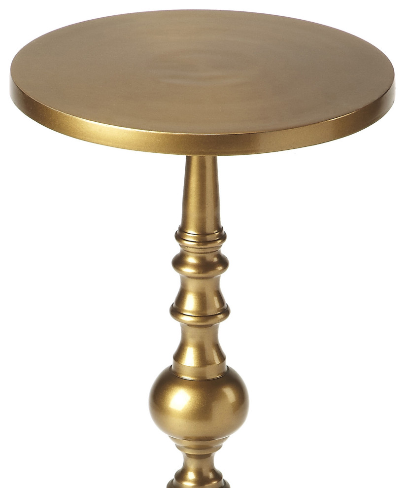 Darien Antique Gold Pedestal End Table  4324226   Traditional   Side Tables And End Tables   by HedgeApple  Houzz