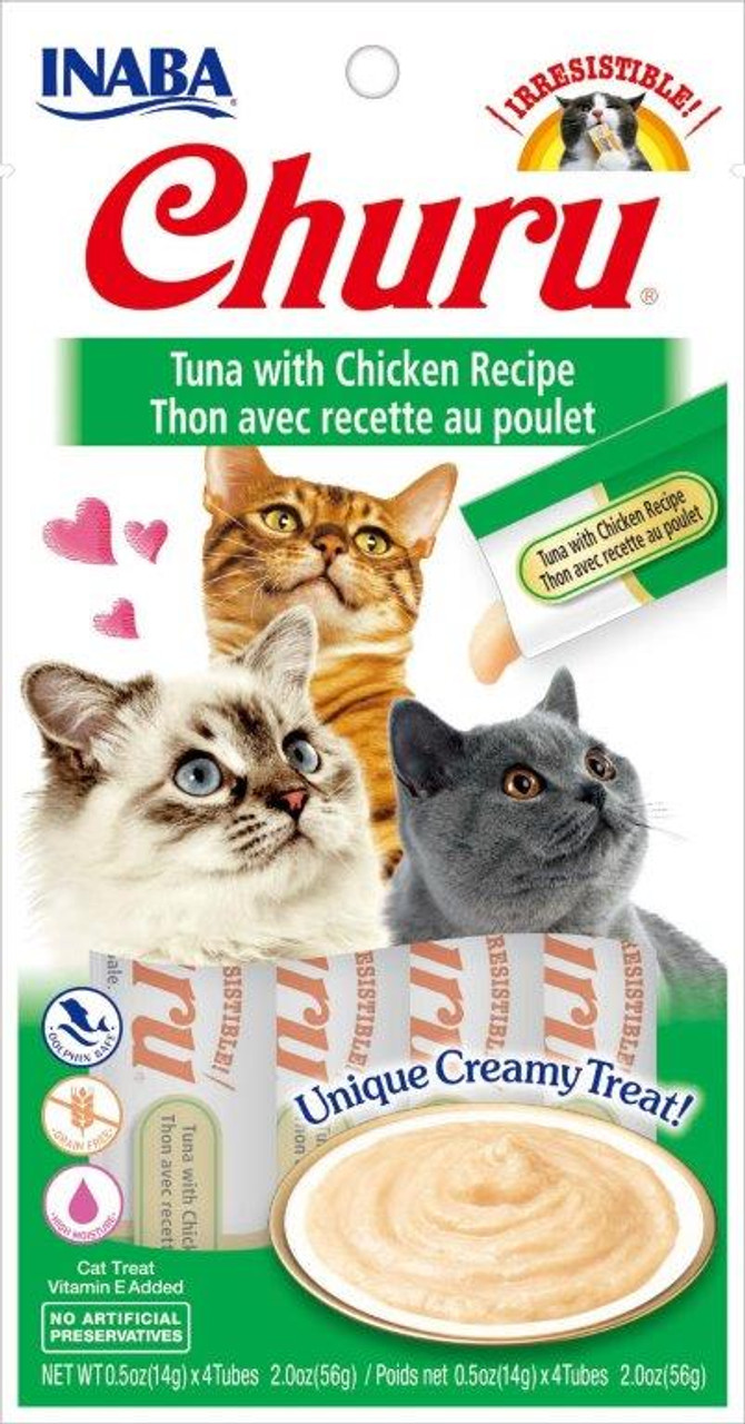 Inaba Churu Grain Free Tuna with Chicken Puree Lickable Cat Treat 0.5oz 4 Pack