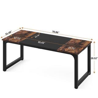 TRIBESIGNS WAY TO ORIGIN Halseey 70.8 in. W Brown Computer Desk Particle Board Wood Home Office Workstation Boardroom Desk HD-U0128-WZZ