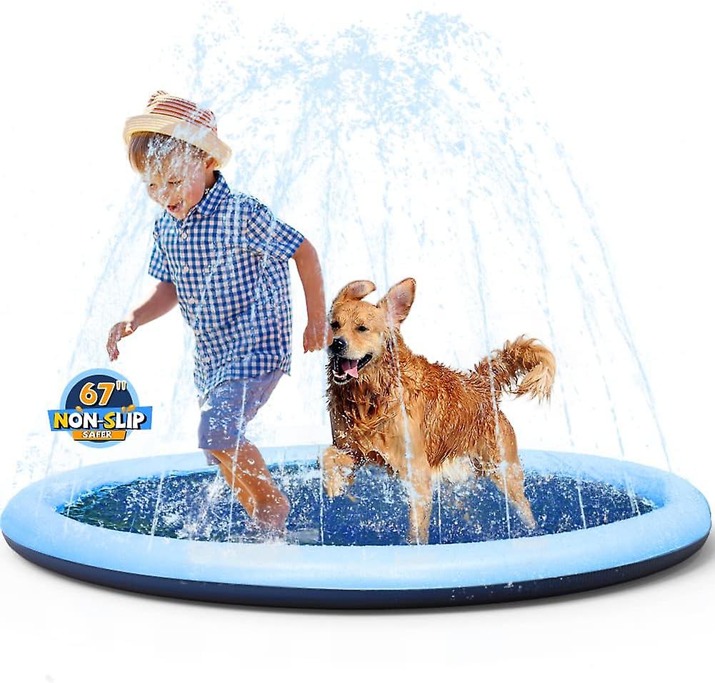 Non-slip Splash Pad For Kids And Dog  Thicken Sprinkler Pool Summer Outdoor Water Toys - Fun Backyard Fountain Play Mat For Baby Girls Boys Children O