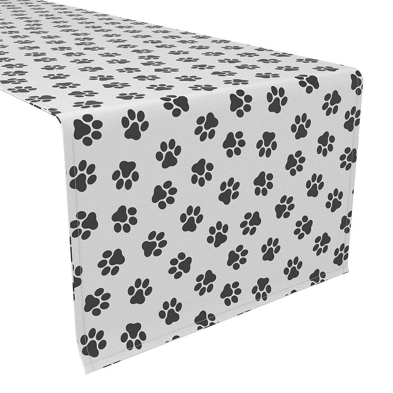 Table Runner， 100% Cotton， 16x90， Paw Prints